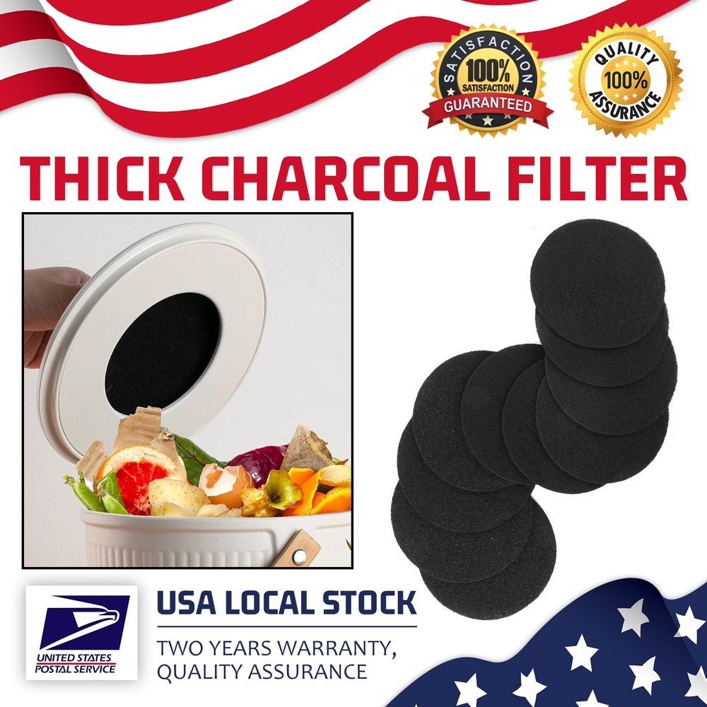 10pcs Charcoal Filters Compost Bin - Replacement Filter Round 6.7" - Extra Thick