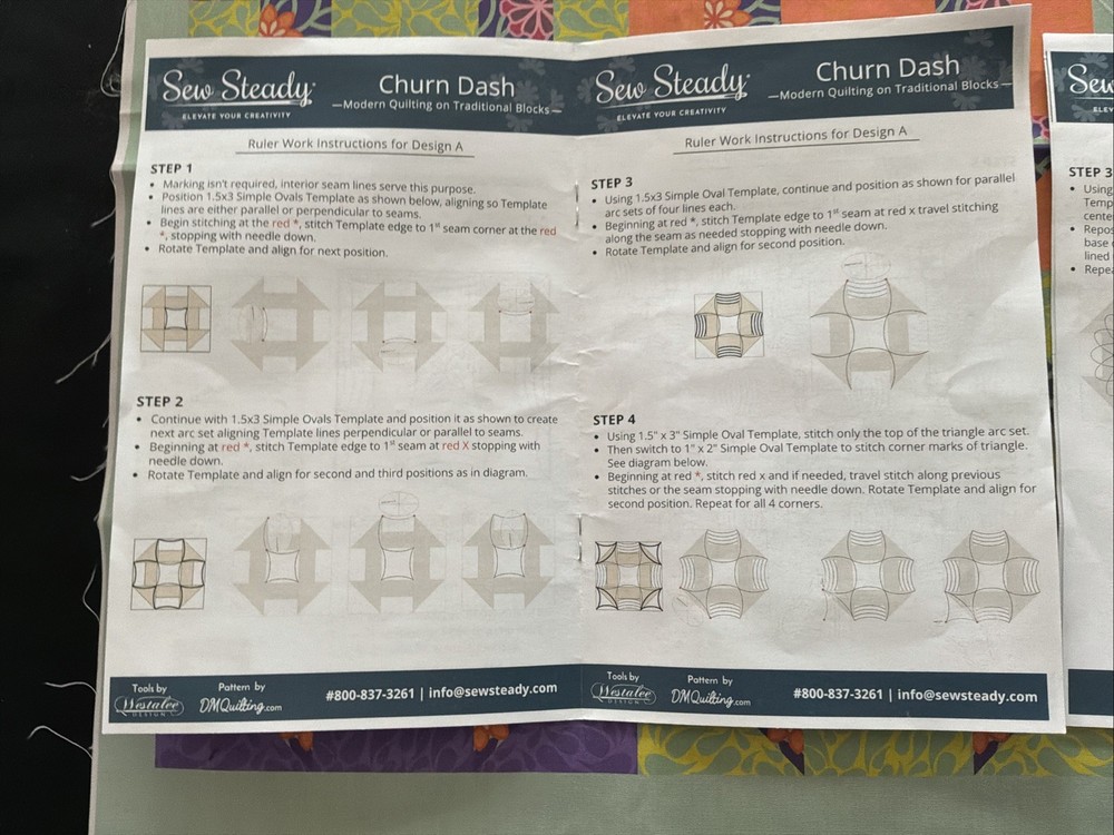 Sew Steady Churn Dash Template, Practice Fabric And Half Square Triangle