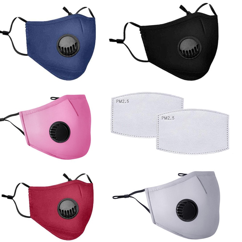 Reusable Cotton Cloth Face Mask w/ 2 filter inserts: Fully Adjustable, Washable
