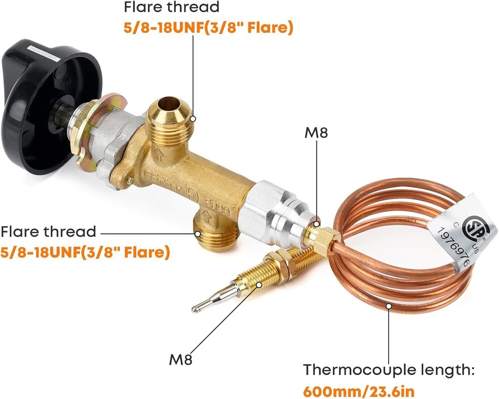 Replace Gas Patio Heater Thermocouple Sensor & Dump Switch Main Control Valve