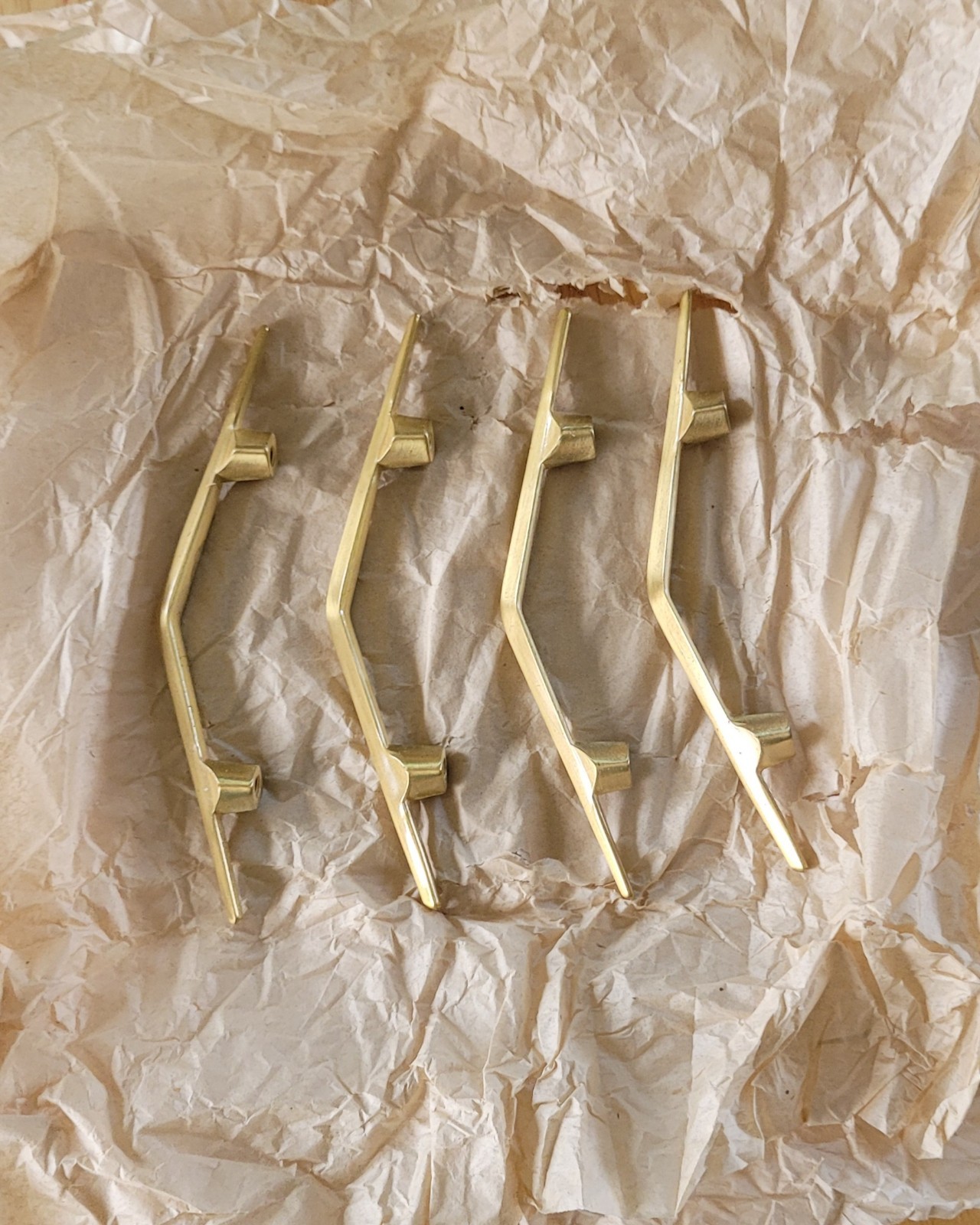 Vintage Mid Century Modern Arched Satin Gold Drawer Pulls...New Old Stock!