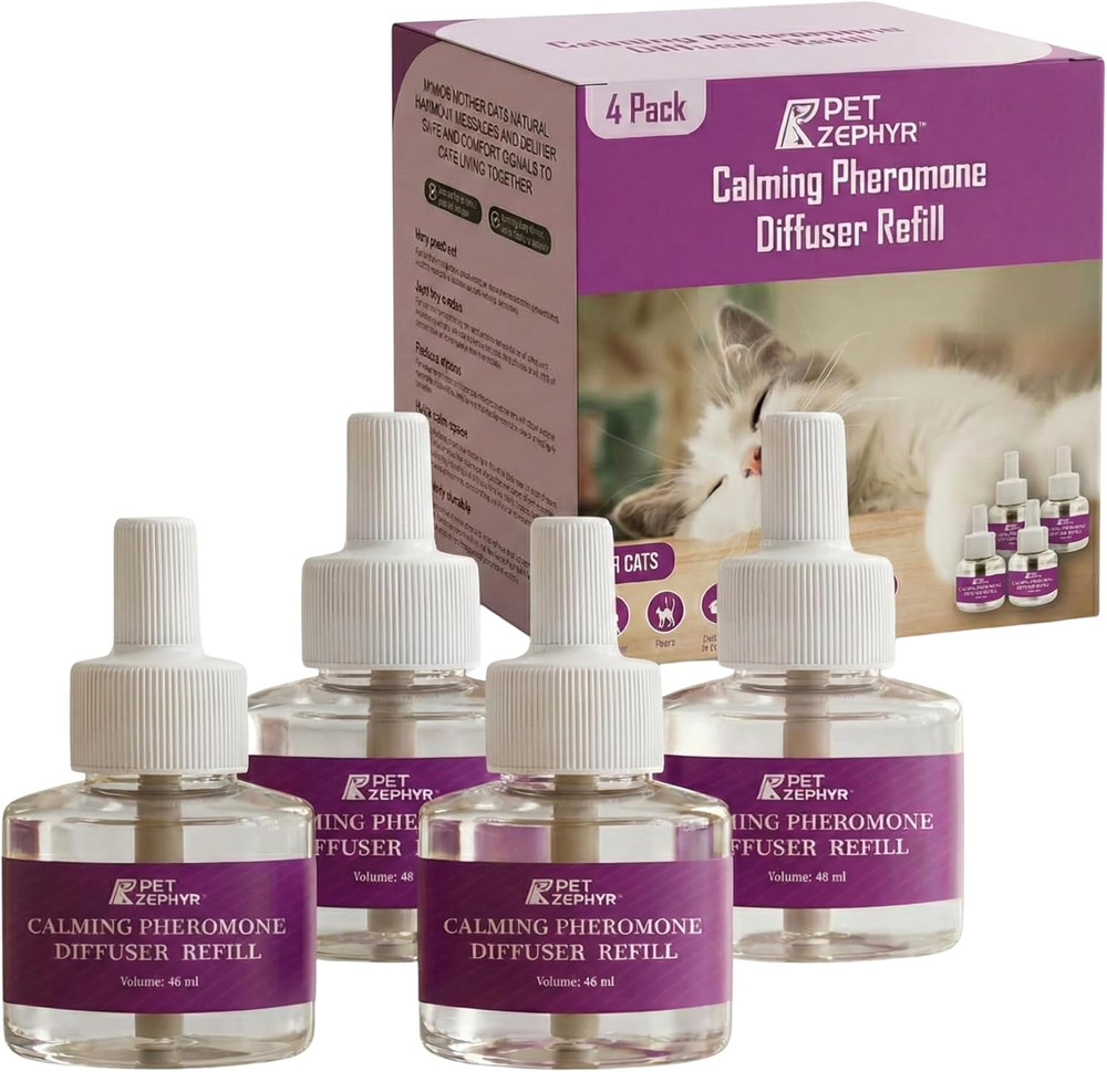 (Compatible with All Common Diffuser Heads) Cat Pheromone Diffuser Refill - 4 Pa