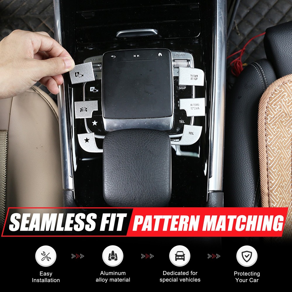 For Benz A-Class 2019-22 Silver Aluminum Multimedia Button Switch Middle Console