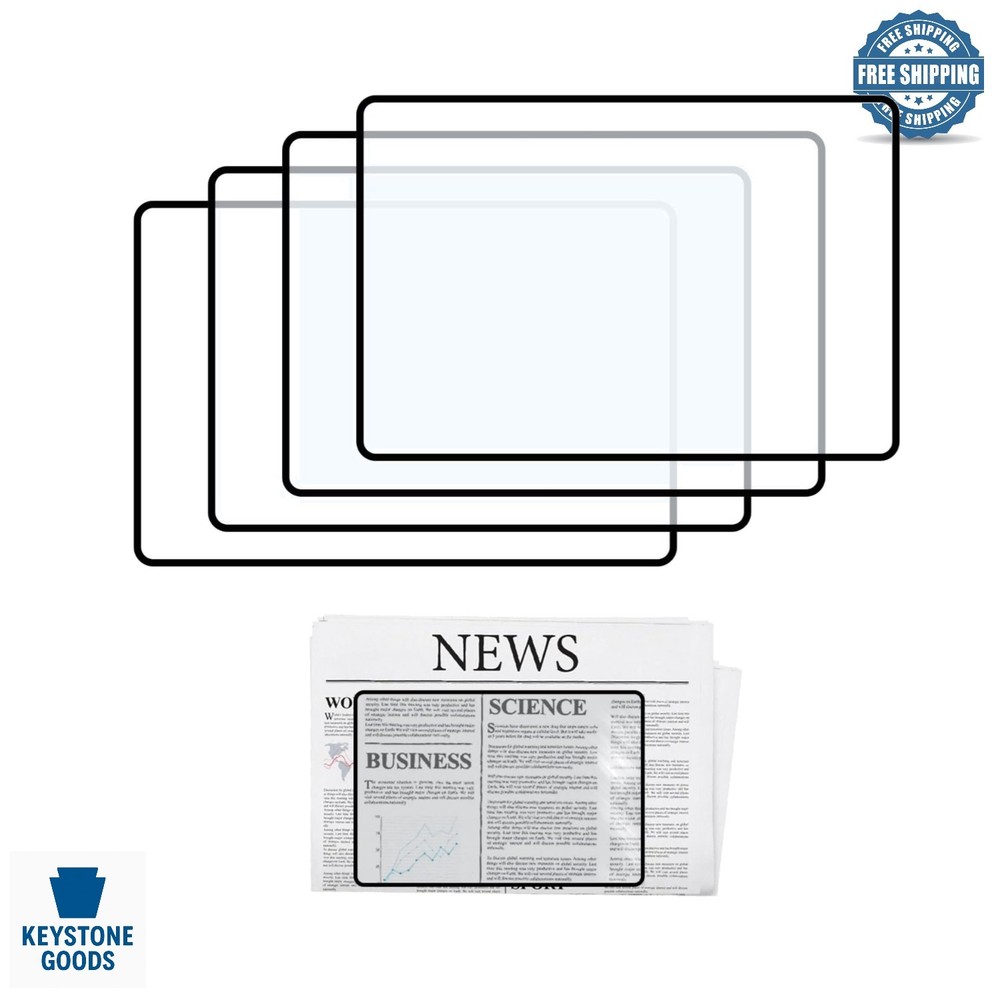 4Pack 3X Full Page Magnifying Sheets for Seniors & Low Vision