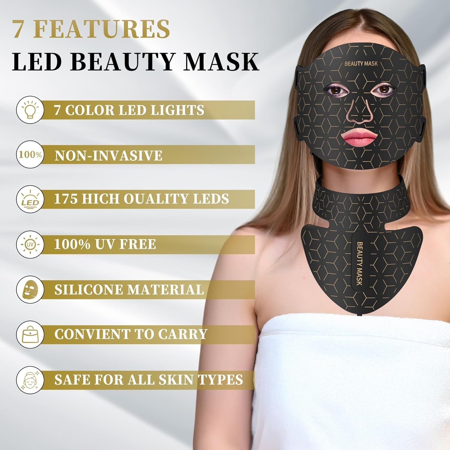 Red Light Therapy for Face & Neck, Red Light Mask , 7-1 Colors LED