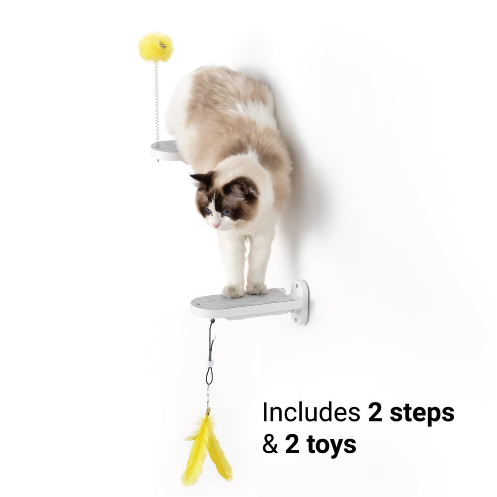(2-PACK Cat Wall Steps, Cat Climbing Stairs with Replaceable Felt Pad, Cat Cl...