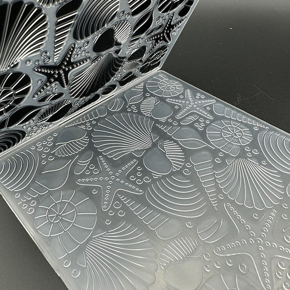 3D Plastic Embossing Folder Sea Star Shell Texture for DIY Scrapbooking