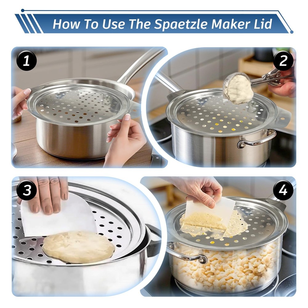 Premium Grade Stainless Steel Spaetzle Maker with plastic Scraper, Spaetzle P...