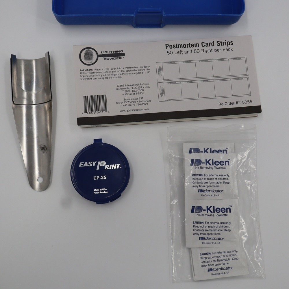 Lightning Powder 2-5000 Postmortem Fingerprint Kit Forensic Science Blue Case