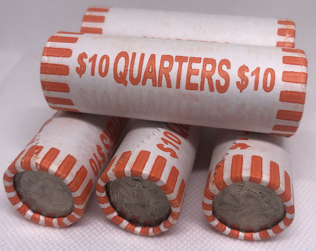 One Roll of Quarter Coins From Unsearched Circulated Sealed Bank Box. $10 FV.
