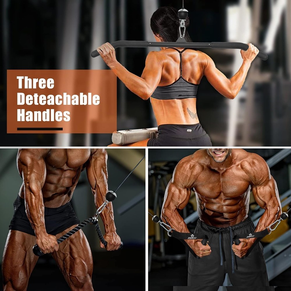 Home Gym Pulley System - Tricep Workout, Lat Pulldown, Biceps Curl, Triceps, ...