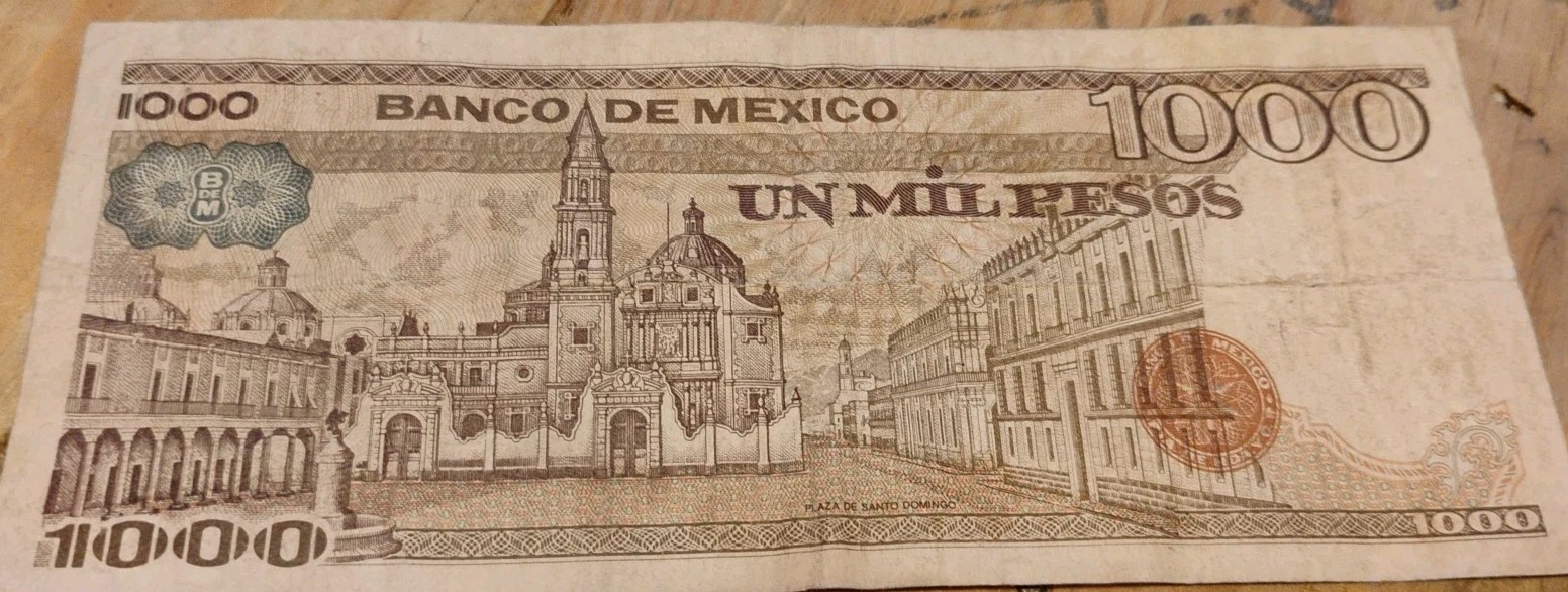 Three Mexican bank notes
