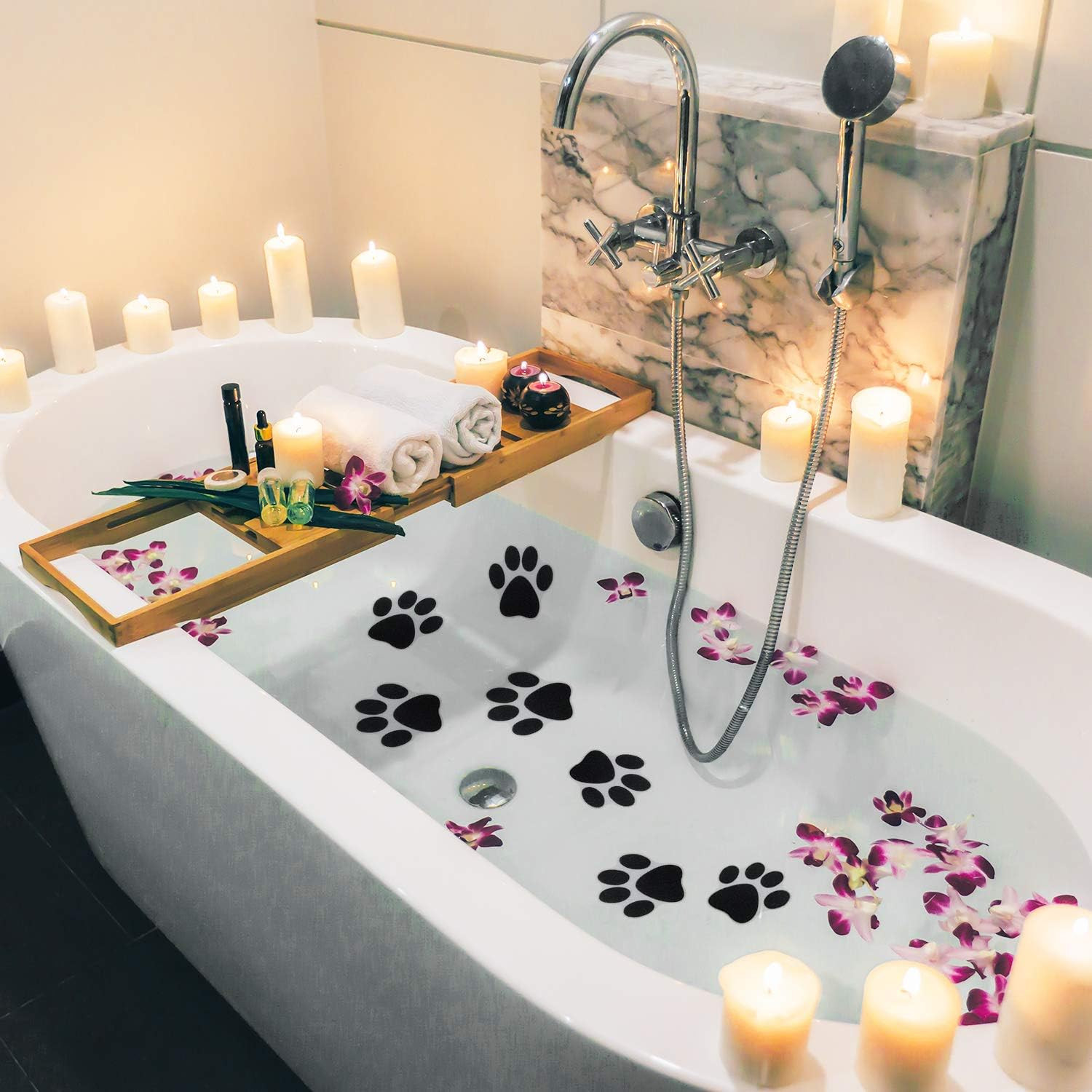 20 Pcs Non Slip Bathtub Stickers Shower Floor Sticker Safety Adhesive Paw Decals