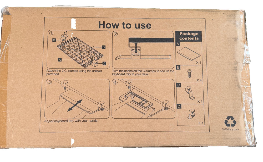 Stand Steady Retractable Keyboard Tray With Box *Check Description