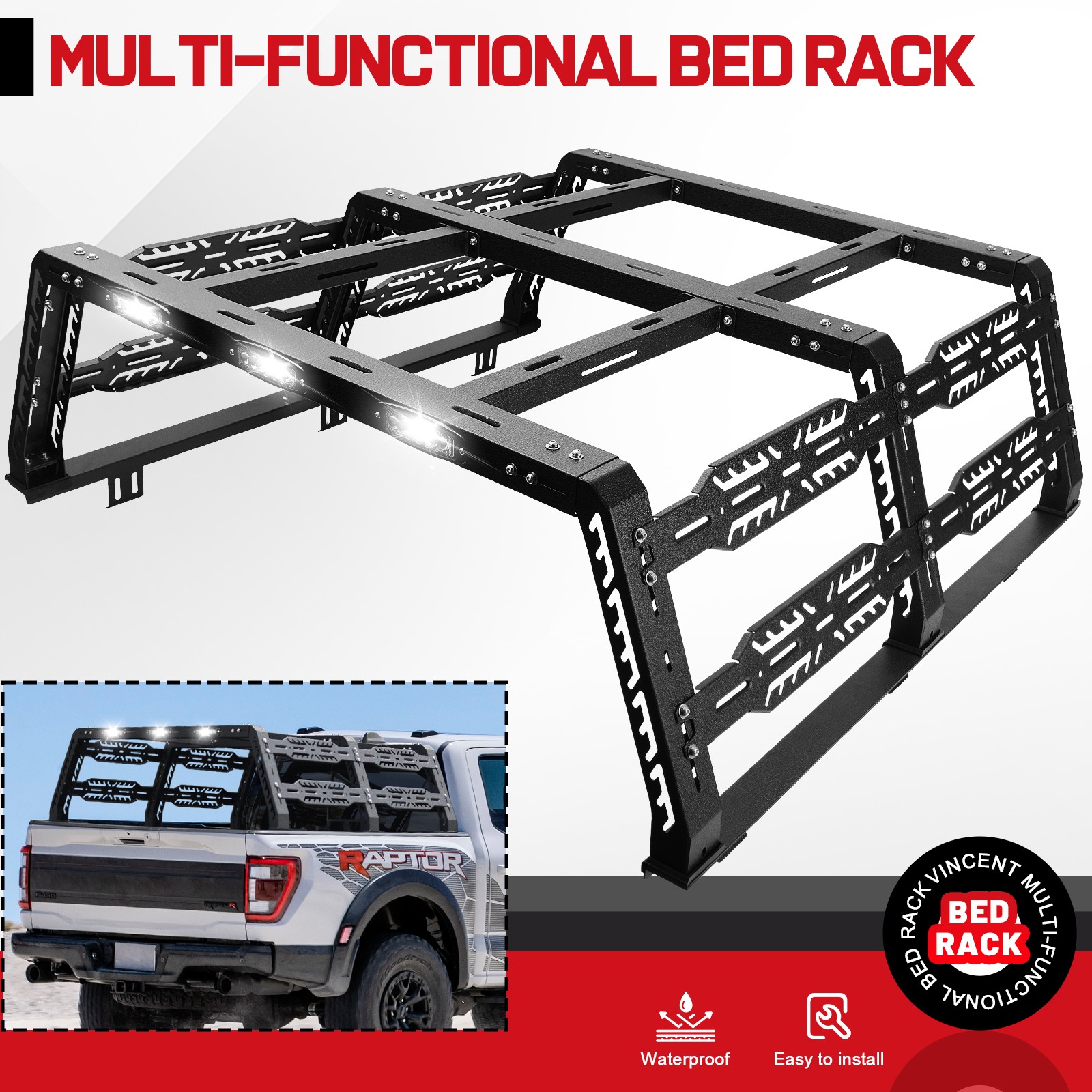 FOR Ford/Dodge Ram/Tundra/Silverado(6.5FT)/Nissan Titan Full Size Truck Bed Rack