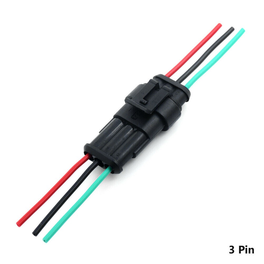 3-Pin/Way Waterproof Plug Connector Electrical Pre-Wired Car Sealed Male/Female