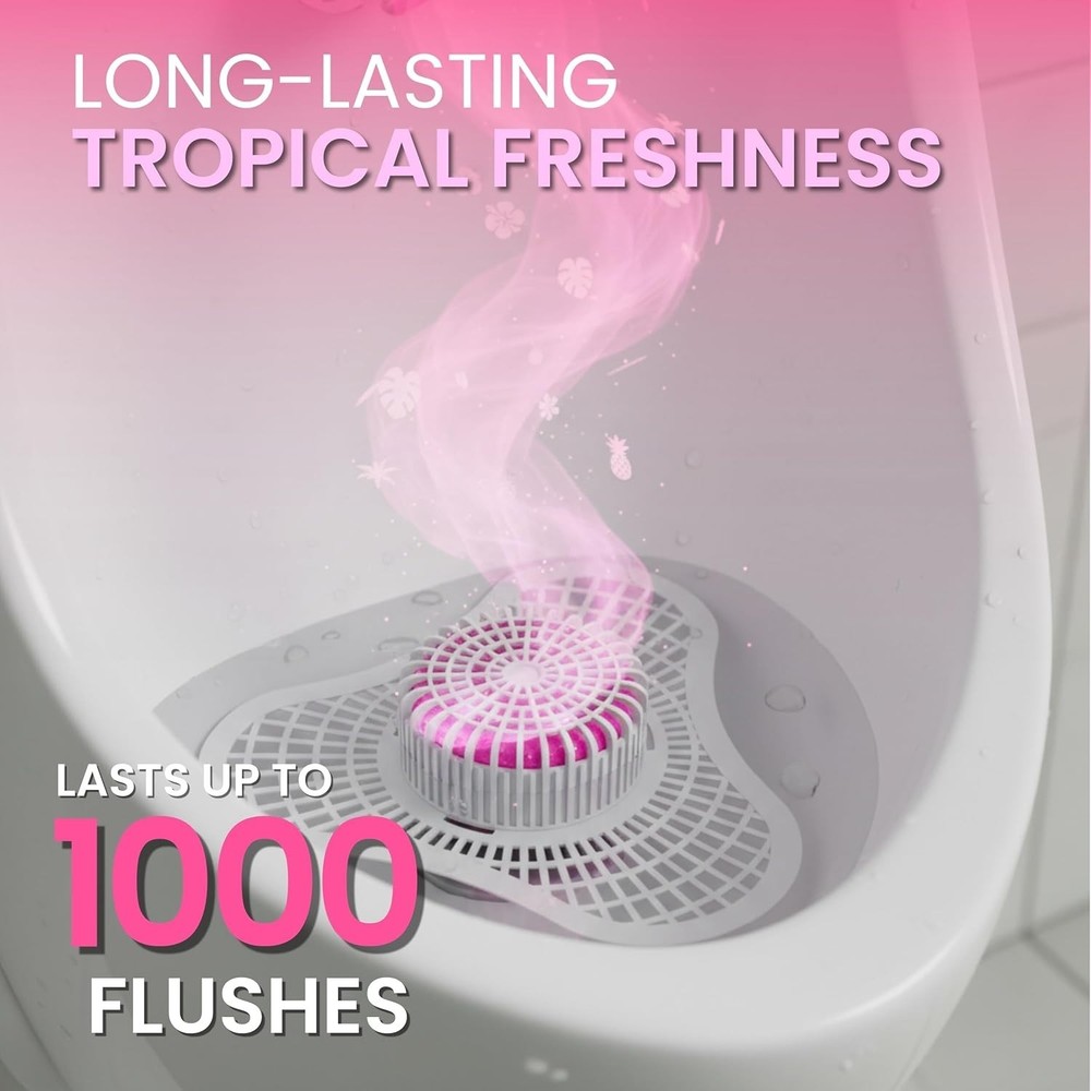 Urinal Screen Deodorizer (12 Pack) with Urinal Cakes Tropical Scent, Anti-Splash