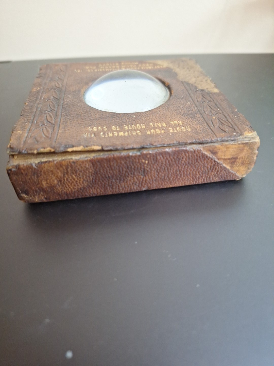 Vintage 1940's Domed Advertising Magnifying Glass Paperweight