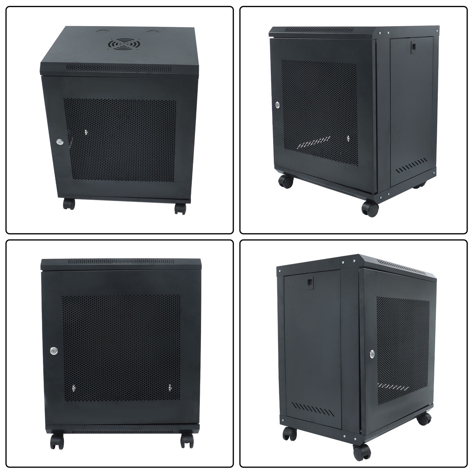 12U Wall Mount Network Server Rack Cabinet Enclosure 15.5'' Deep Door Lock