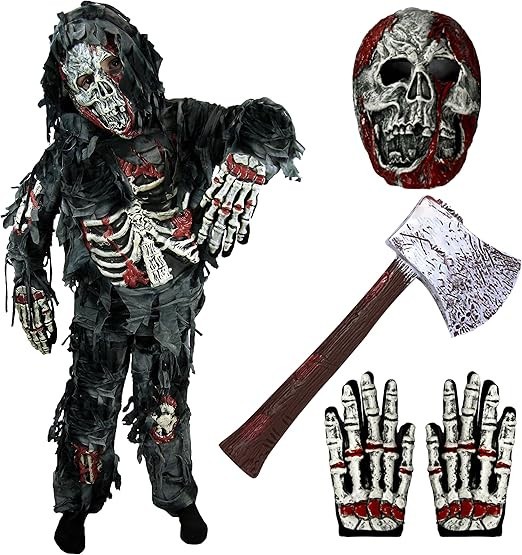 3T Spooktacular Creations Kids Scary Zombie Costume Mask, Gloves, Pants, Shirt