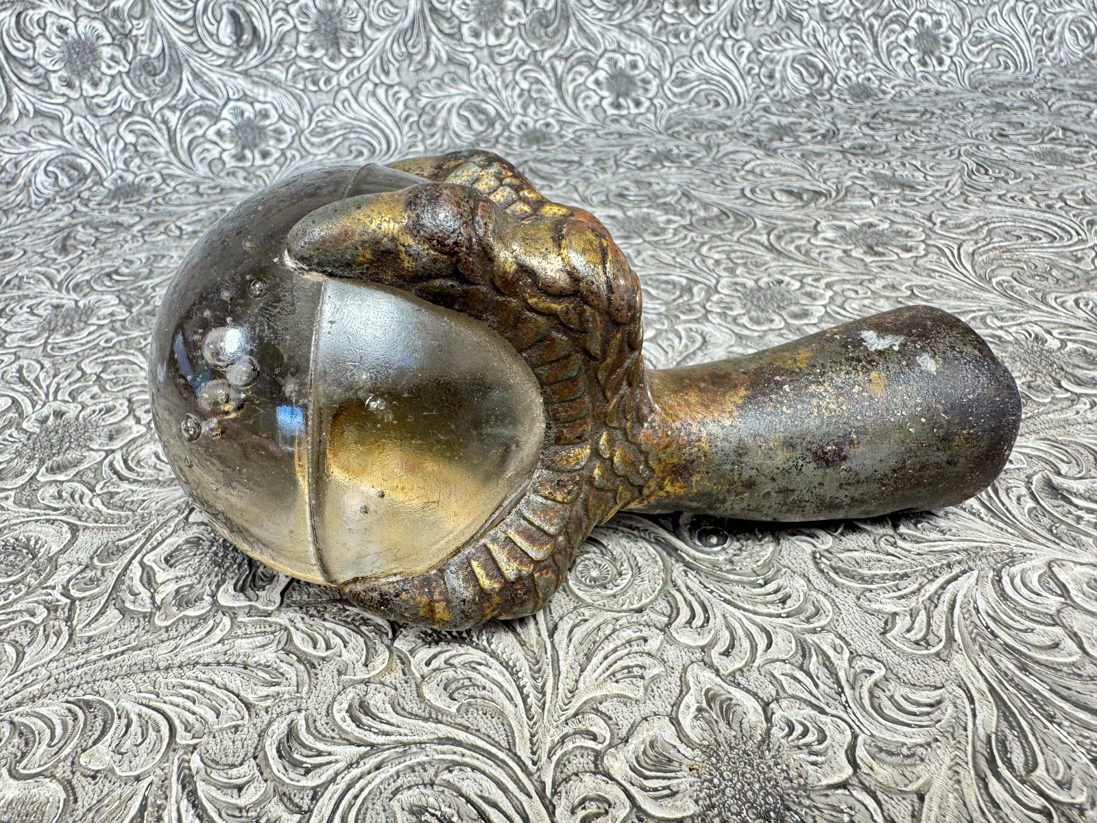 Antique Claw & Glass Ball Single 6" Foot Feet Cast Iron Furniture Hardware Table