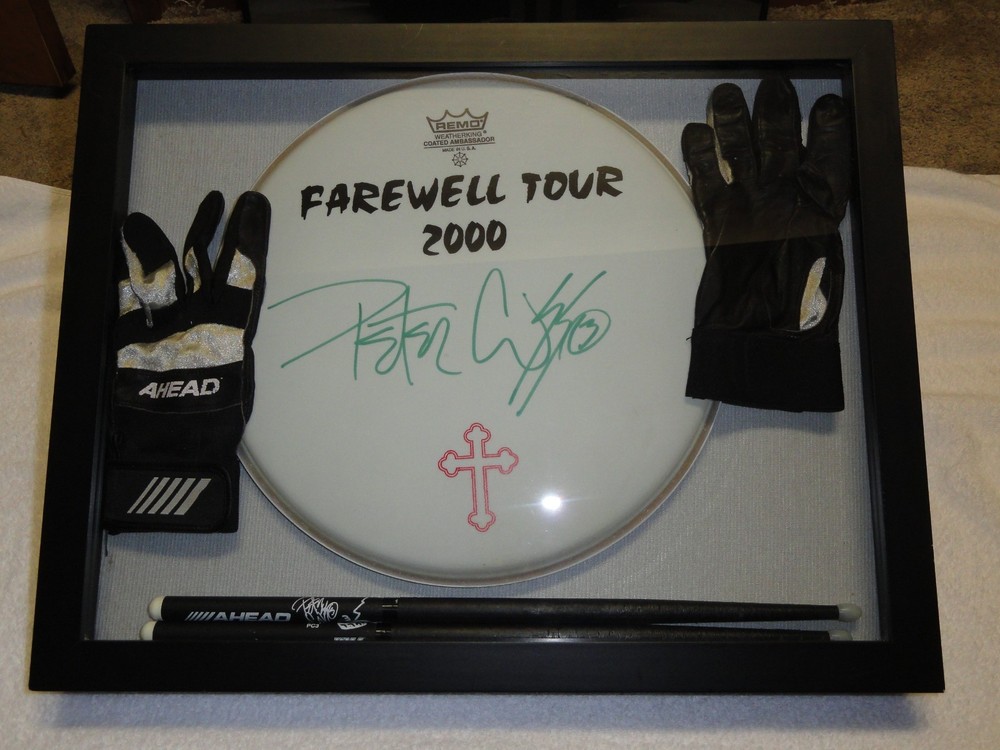 KISS Farewell Tour Staged Played Ahead Drumsticks set + Gloves and Signed Head