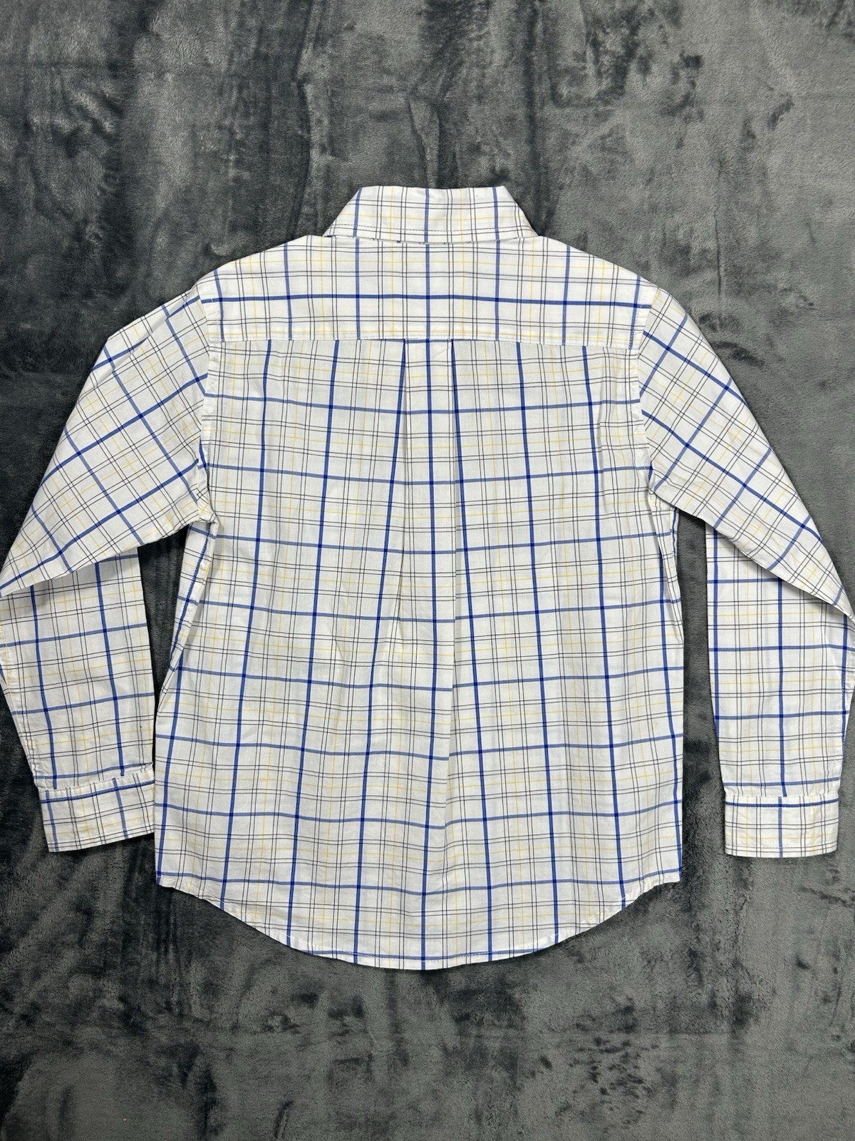 NWT Janie And Jack Button Up Long Sleeve Shirt Boys 5 Plaid Blue White Yellow