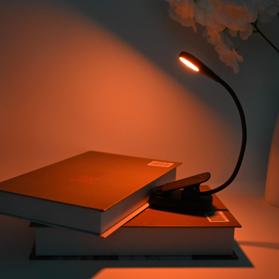 Rechargeable Red & Amber light night reading book light | blue light blocking