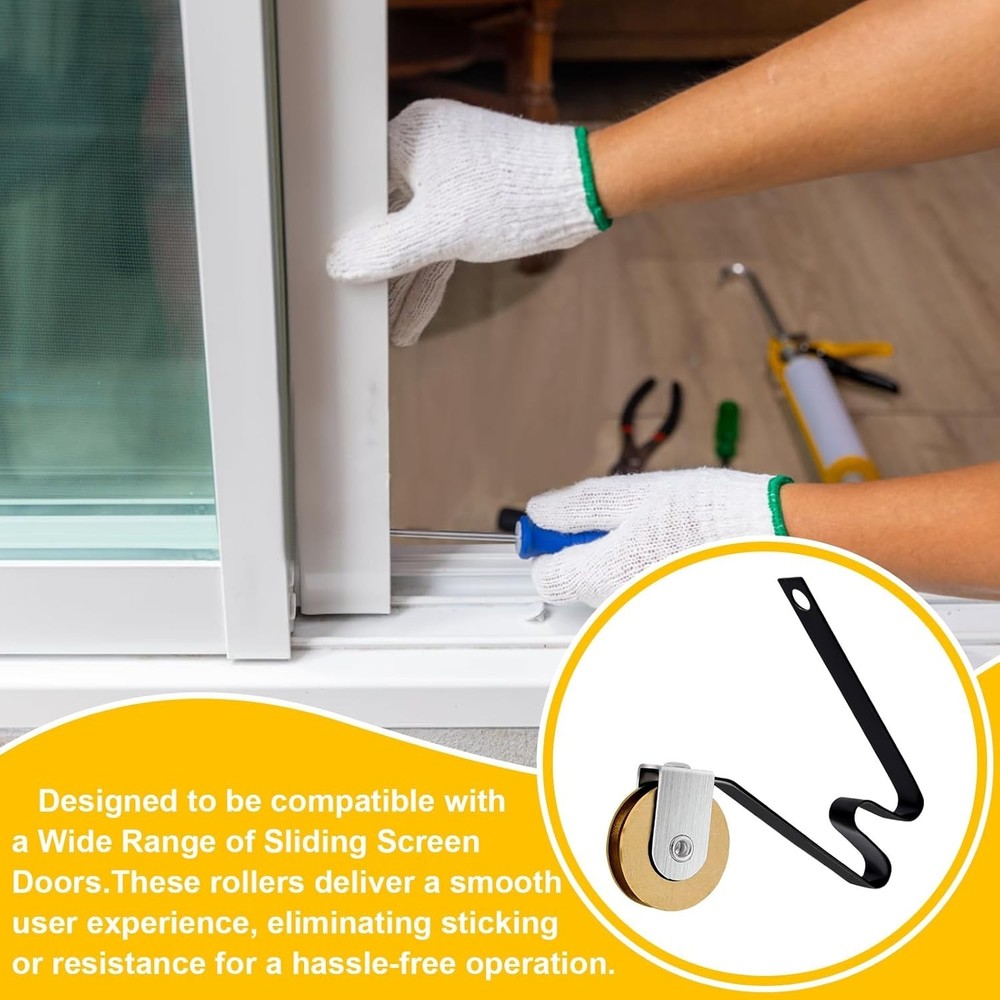 4 Pack Sliding Screen Door Rollers for Academy Doors, Smooth & Quiet, 1" Concave