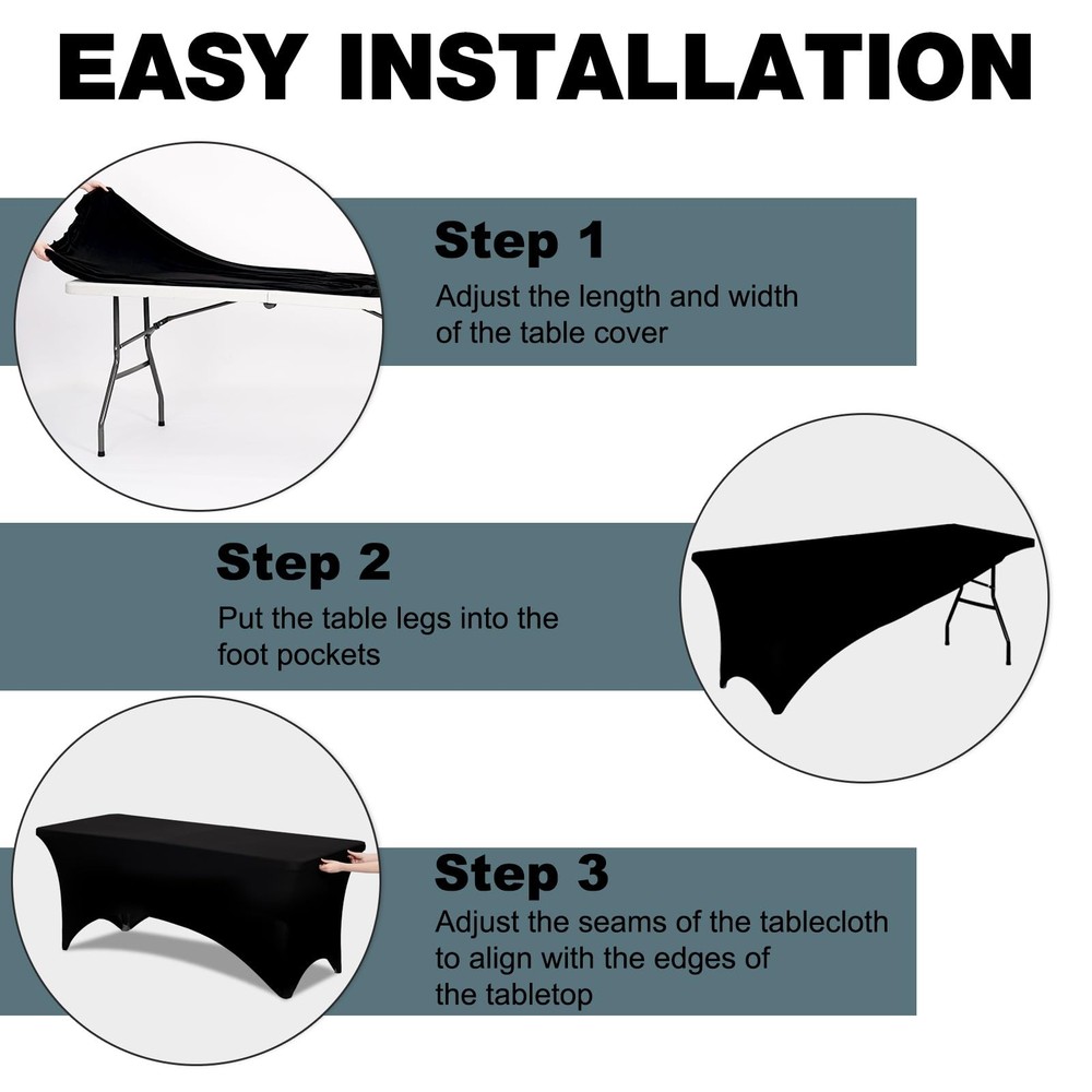 Trlyc 2 Pack 6FT Spandex Table Cloth - 72 x 30 Inch Rectangular Stretch Table...