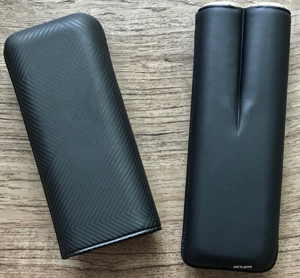 Davidoff Black Leather Leaf Pattern XL-2 Double Cigar Case / Pouch 105601