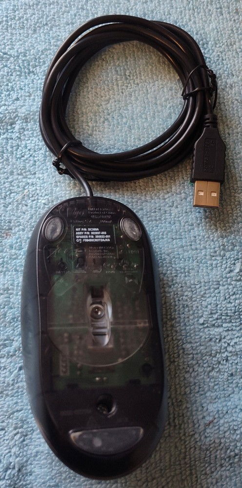 Logitech HP Black 3-Button USB Optical LED Scroll Wheel Mouse M-BT96a 501667