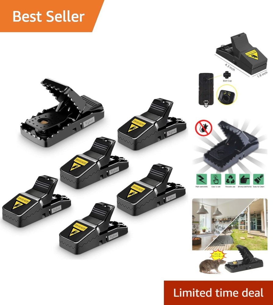 Quick Kill Mouse Traps - 6 Pack Heavy Duty Snap Design for Small Mice