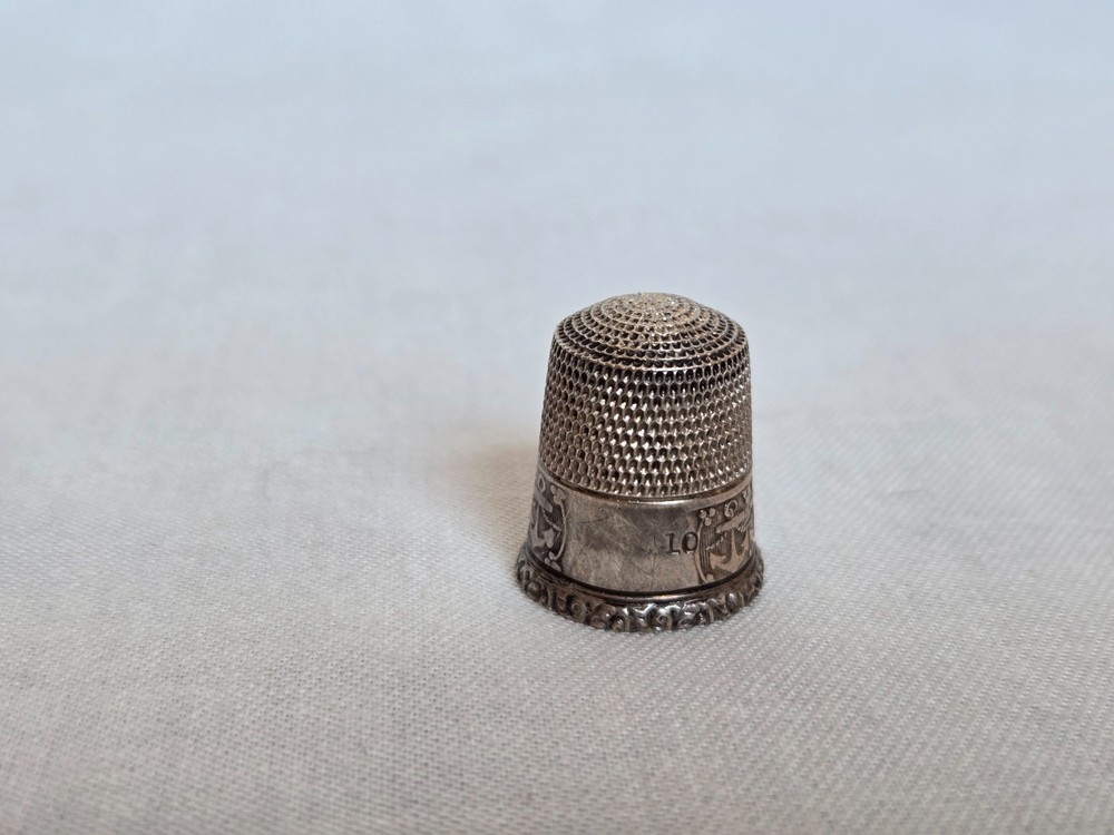 Antique Simons Bros. Sterling Silver Thimble, Anchor Design, ca. 1915