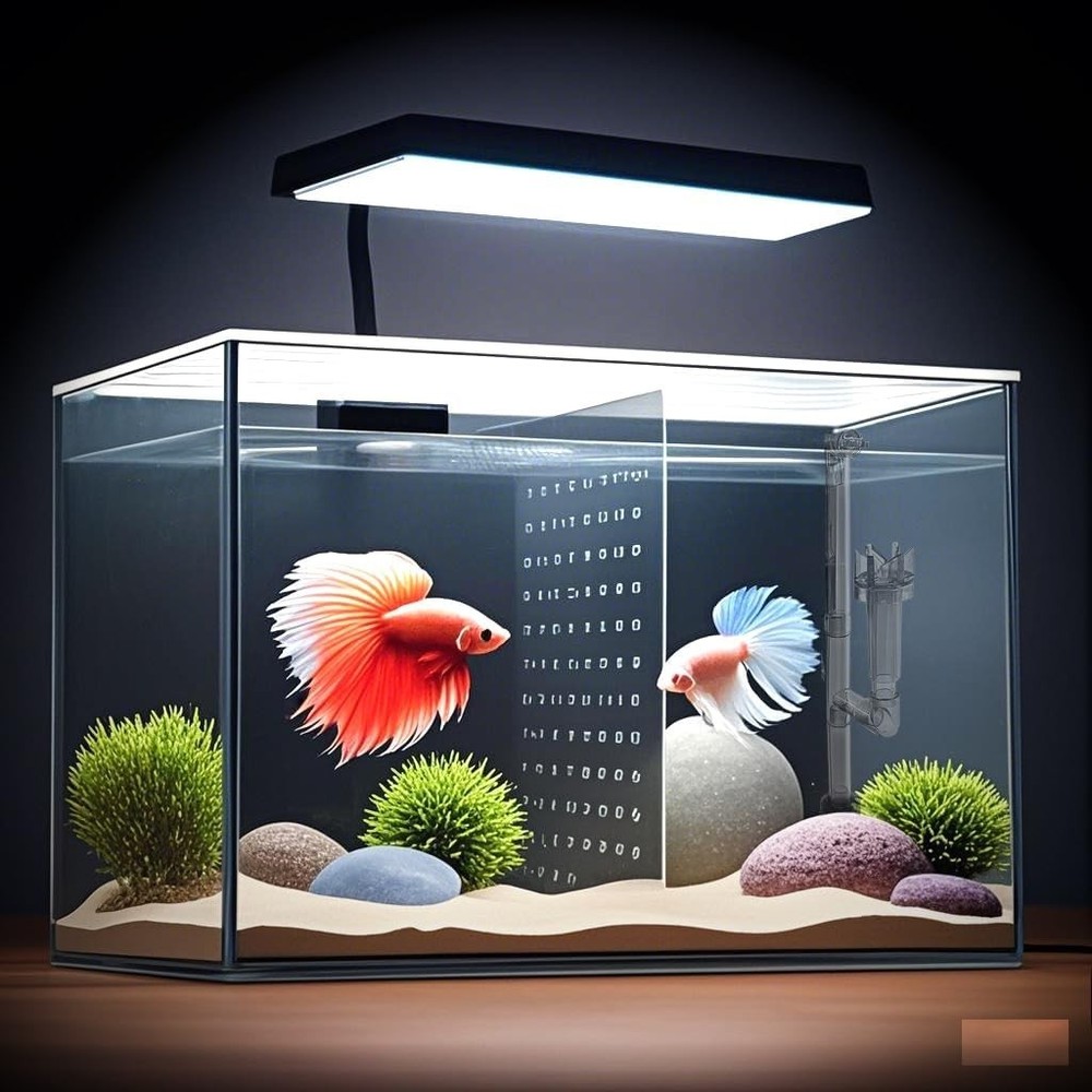 Multi-Functional 3 Gallon Rectangular Aquarium with LED Light & Betta Separator