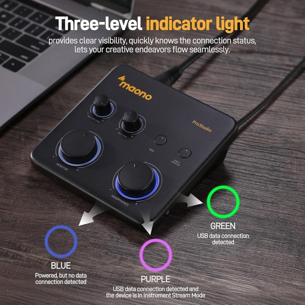 Professional USB Audio Interface with ASIO Driver for Streaming & Music Creation