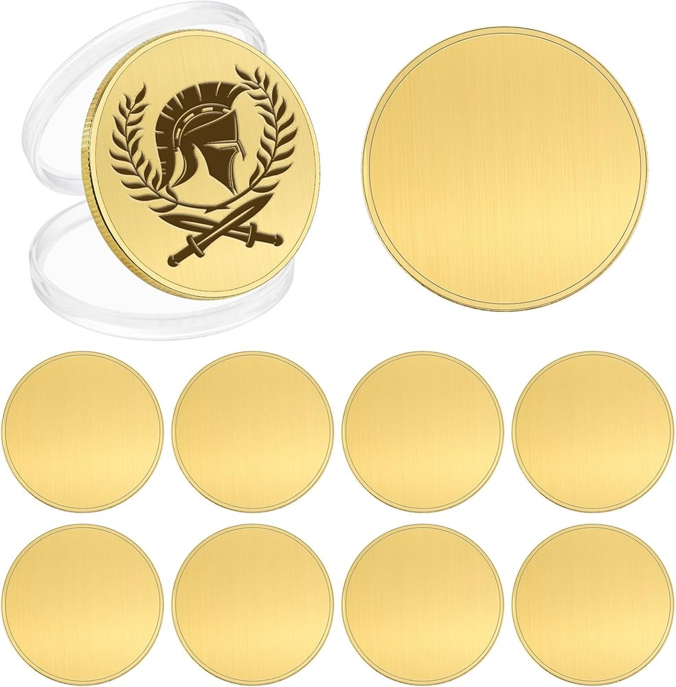 10 Pcs Blank Challenge Coins for Engraving, Aemygo 40mm Solid Brass...