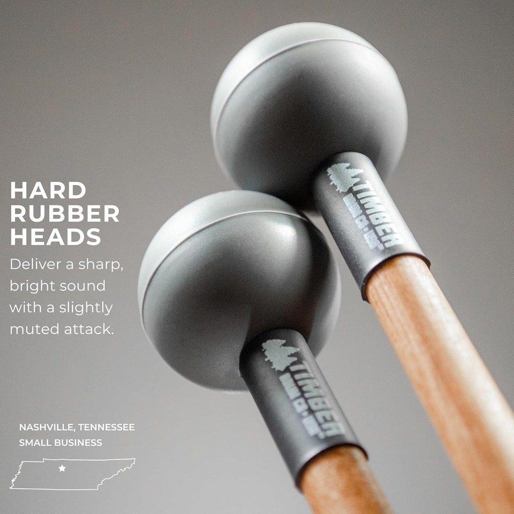 Timber Drum Co. Percussion Mallets — U.S.A. ASSEMBLED — Single Pair, Gray