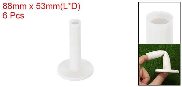 6 Pack 3.5 Inch Rubber Golf Tee Tall Training Driving Range Tee Stable White