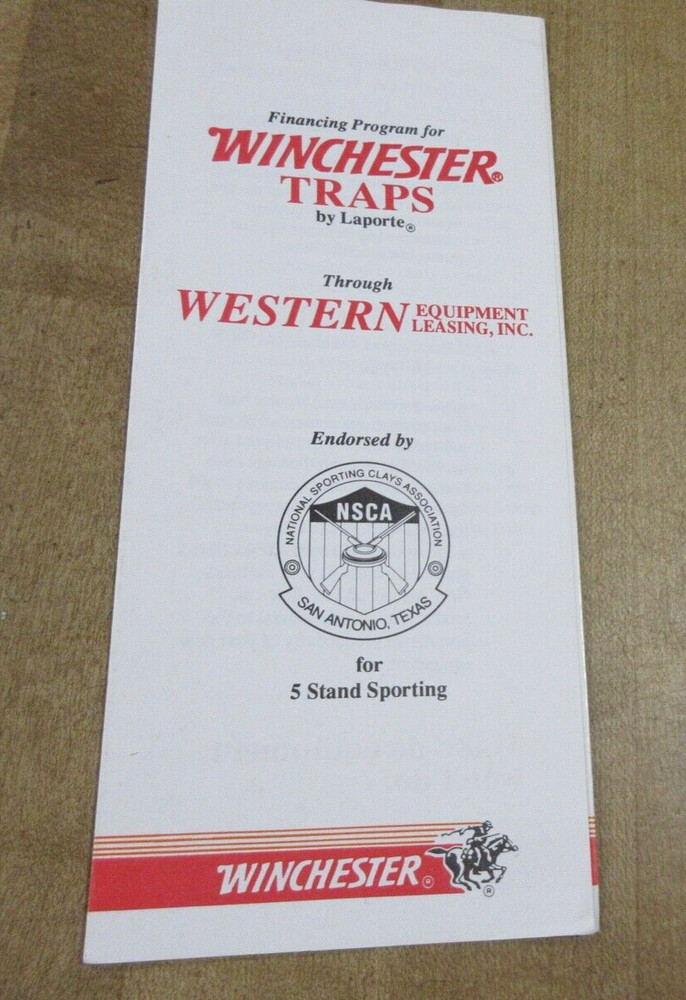 Undated Winchester Traps Financing Program pamphlet.  (w11)