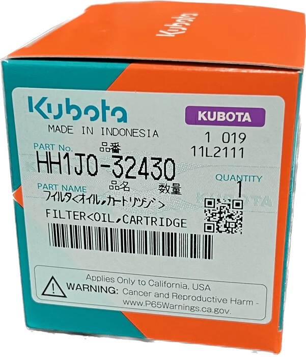 Genuine OEM Kubota HH1J0-32430 (Replaces HH150-32430) Oil Filter