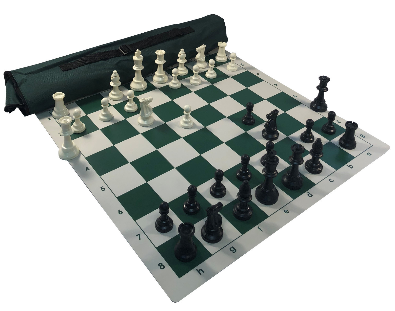 GREEN QUIVER COMBO : Chess Board, Bag, & 3 3/4" King Chess Pieces - FREE SHIP