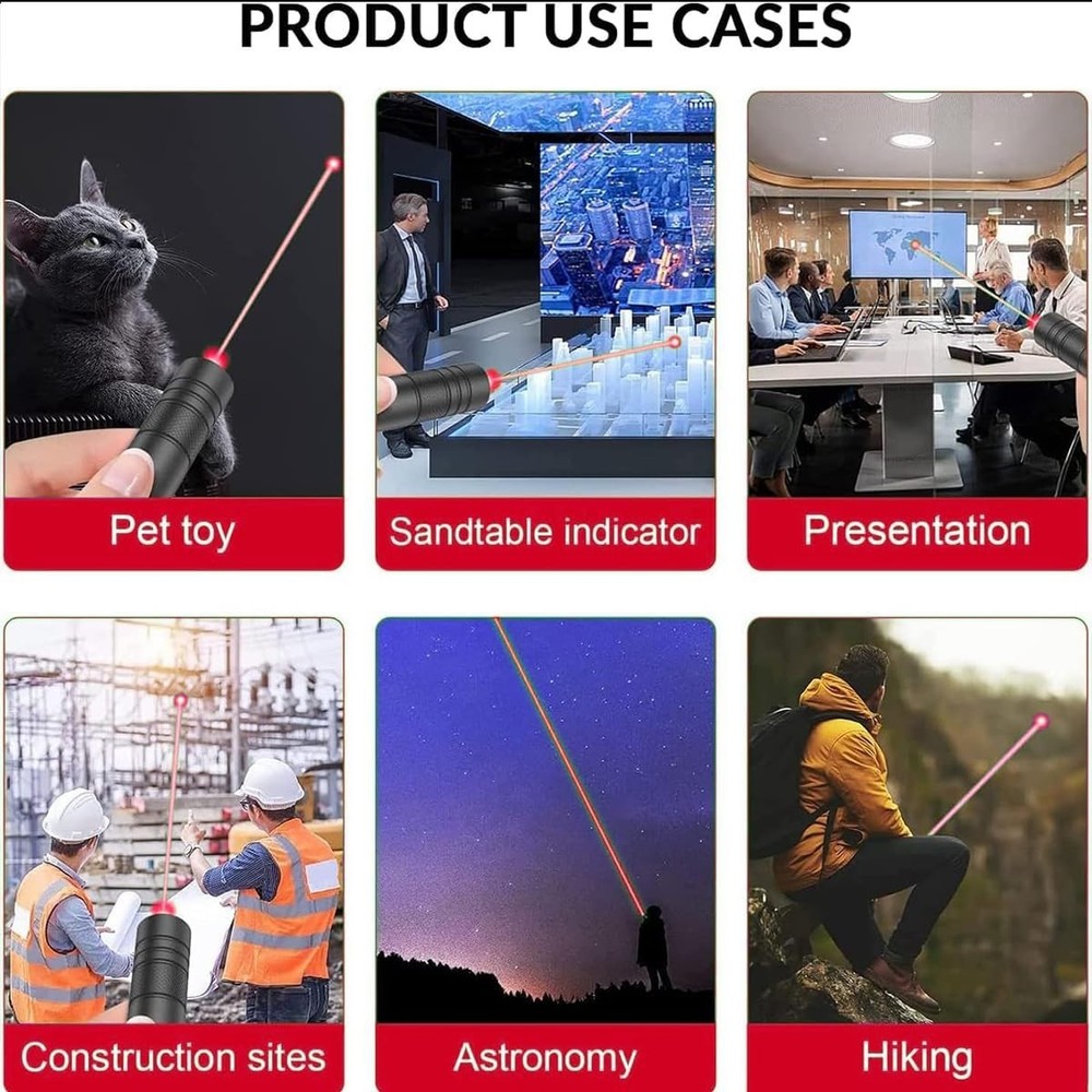 Red Laser Pointer USB Charging Office Teaching Flashlight Laser Pointer Cat T...