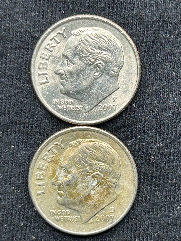 2007 P & D ROOSEVELT DIMES 2 COIN SET