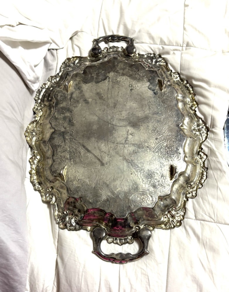 Two Silver Plated Large/medium Serving Trays
