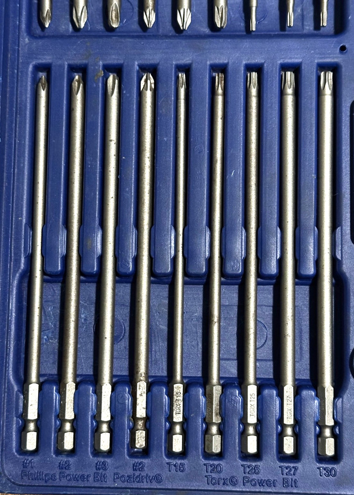 Irwin Tools Long Screwdriver Magnetic Power Master Bit Driver Set Lot Torx Case