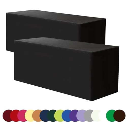6FT Tablecloth Fitted Table Covers for 6 Foot Rectangle 6ft | 2pack Black