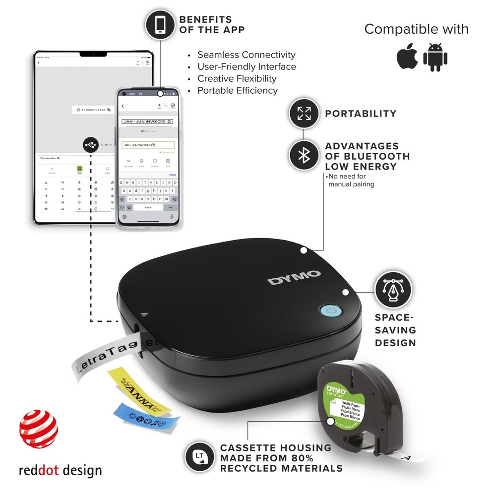 DYMO LetraTag 200B Label Maker, Wireless- iOS/Android, - MISSING TAPES