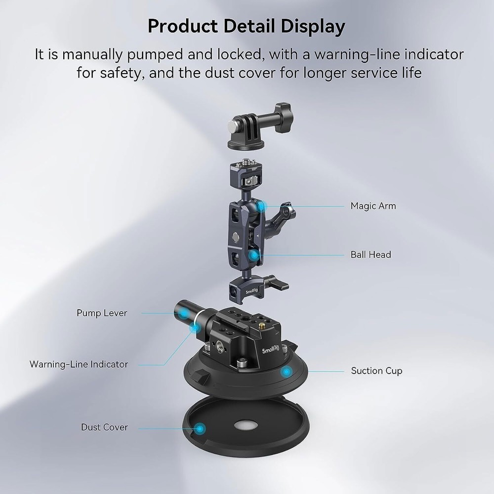 SmallRig 4" Camera Suction Mount with Ball Head Magic Arm Max Load 3kg