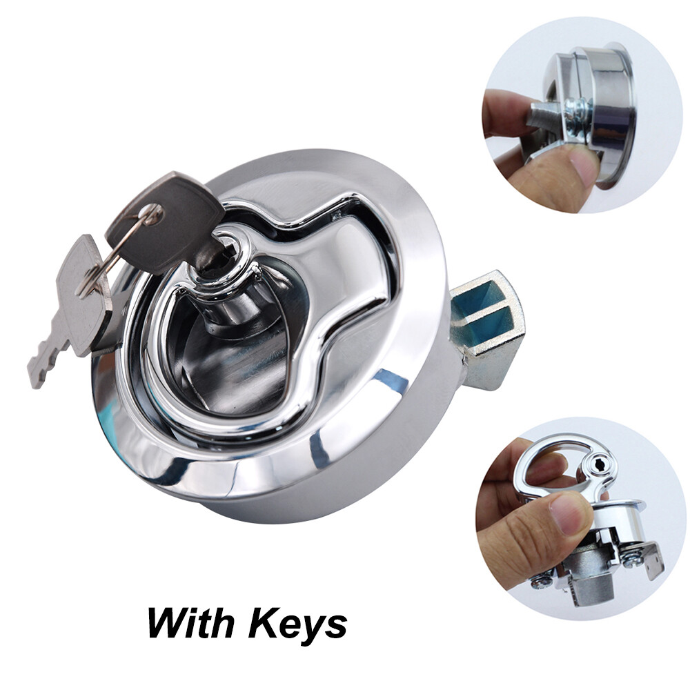 Chrome 2" Flush Pull Slam Latch with Lock Key for Boat Deck Hatch 1/4" Door